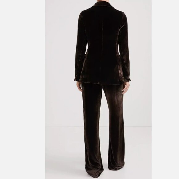 Sleeping with Jacques Jane Bond Brown Velvet Co-ord Set US4 Pants & Blazer Silk - Picture 3 of 16